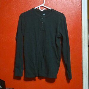 GAP Waffle Henley Long Sleeve Shirt Pine Green Men’s Size Small